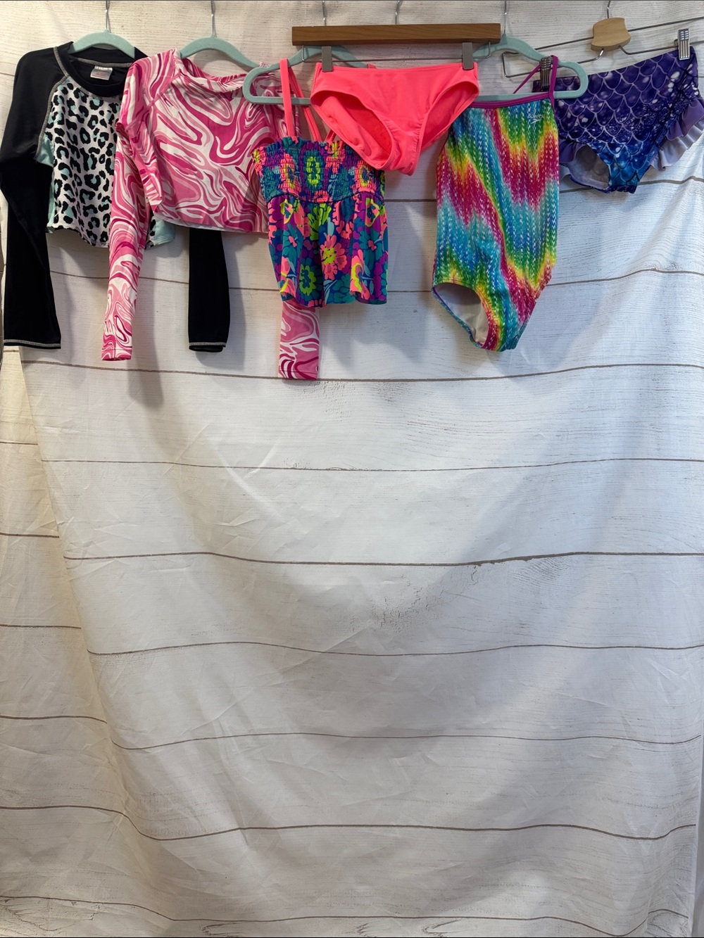 Bundle of 6 Girl's Bright Neon Pink Purple Swim Swimwear- Cat & Jack- Size 8